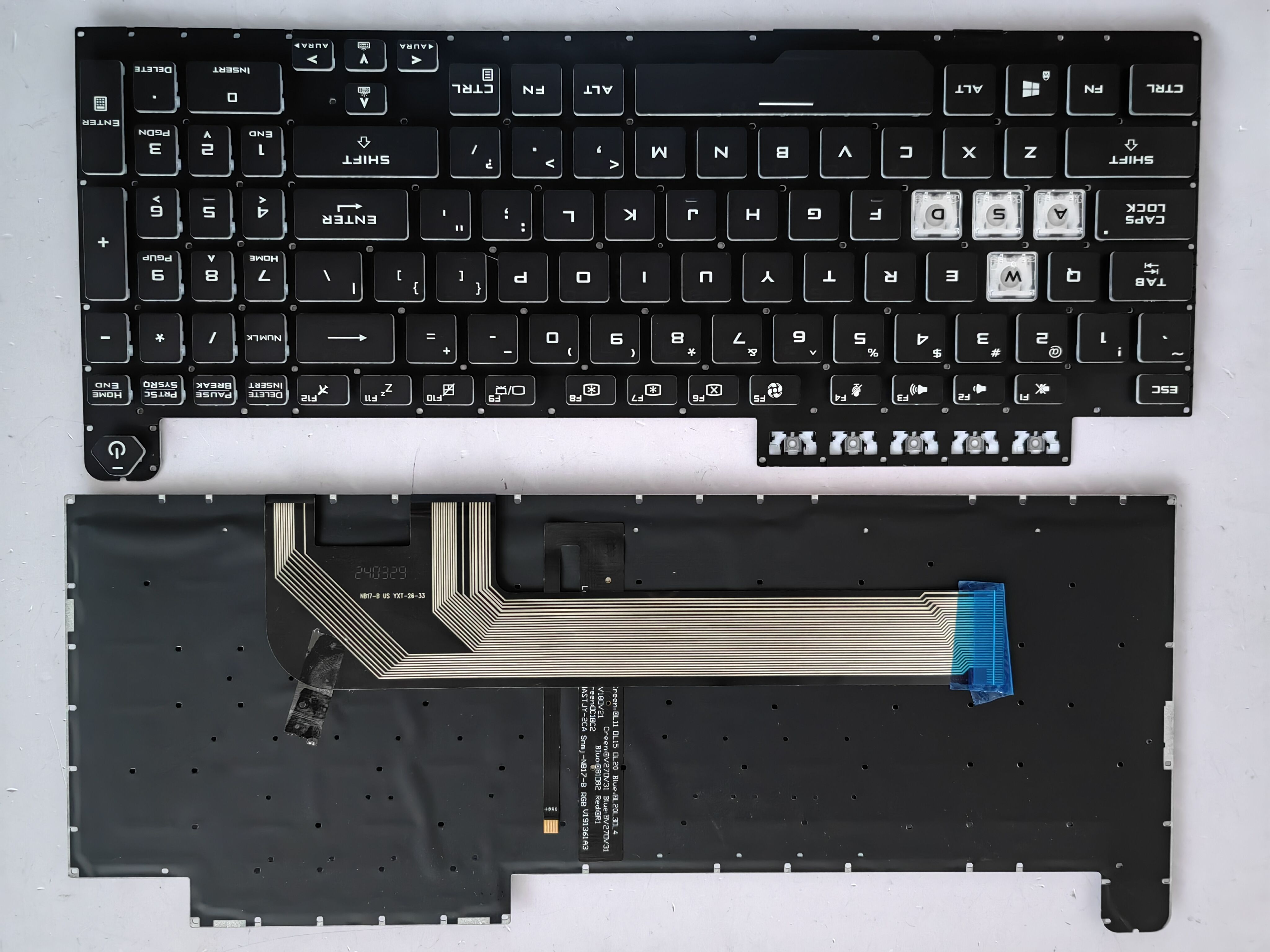Picture of New Replacement Laptop Keyboard For ASUS FX506/FA506/FX706/FA706 colorful backlight BLACK Backlit,White Side (OEM) US Layout